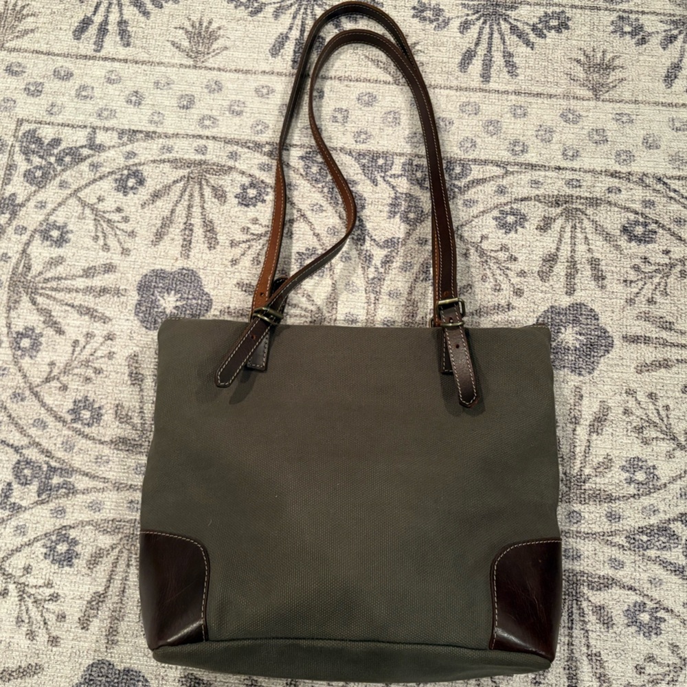 GREEN MOUNTAIN LEATHER Green Canvas Tote  Bag